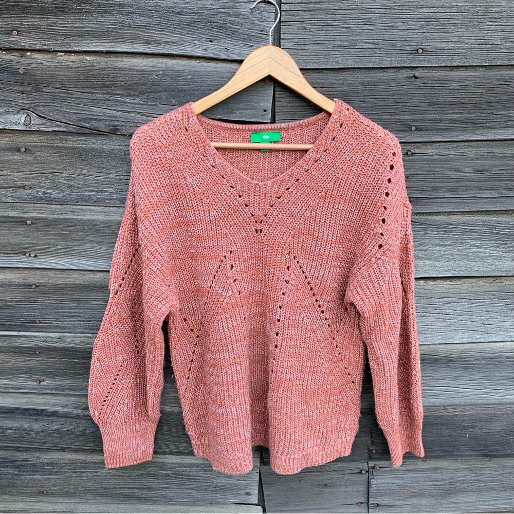 Marled Loose Knit Sweater Rosy Coral